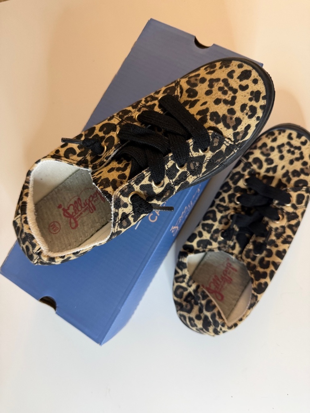 Jelly pop, leopard, print sneakers, in tan and black - Picture 4 of 5